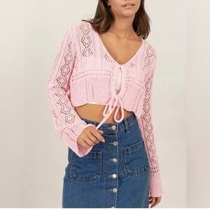 EUC HYFVE Pink Crochet Top